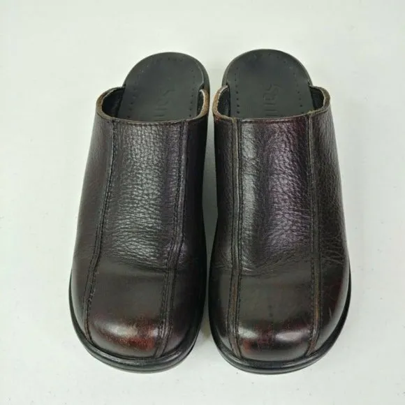 Sanita Women’s Clogs Dark Brown Size EUR 39 Leather Slip On Shoes Slides US 8