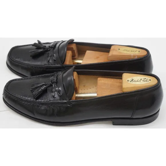 Santoni Black Calf Leather Tassel Loafer Dress Shoes Moc Toe Italy Men's 10.5 D
