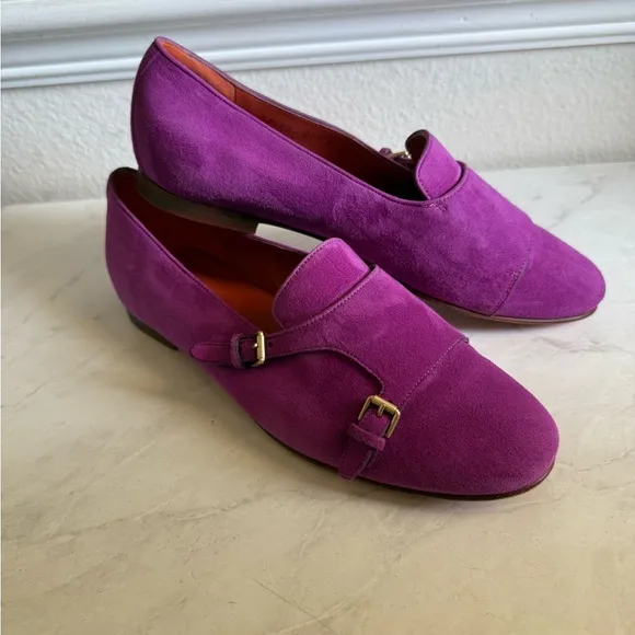 SANTONI Women’s Purple Suede Loafers