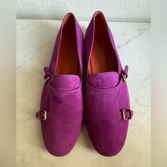SANTONI Women’s Purple Suede Loafers