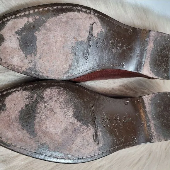 Santoni Tassel Brown Leather Loafers Lizard Accents Mens  Shoes Size 7.5