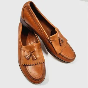 SAS Kiltie Tassel Handsewn Moc Toe Leather Loafers Dress Shoes 12 N