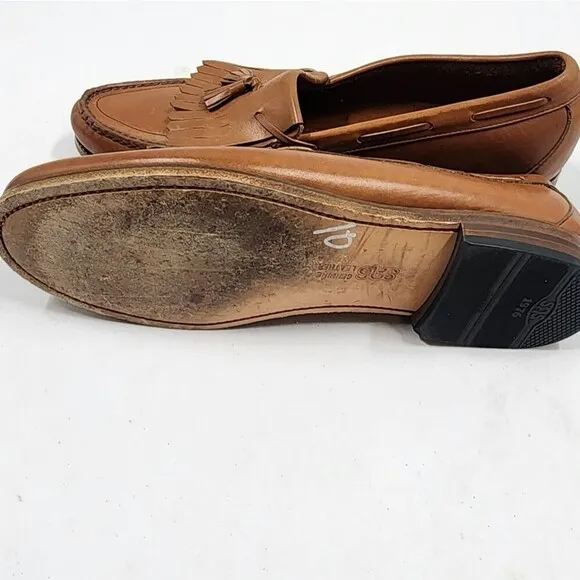 SAS Kiltie Tassel Handsewn Moc Toe Leather Loafers Dress Shoes 12 N