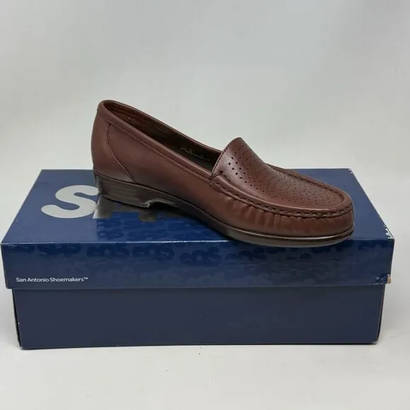 SAS Savvy Loafers Womens 7 Wide Brown Leather Casual Office Slip On Shoes