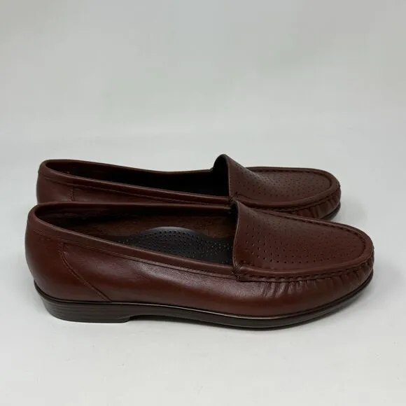 SAS Savvy Loafers Womens 7 Wide Brown Leather Casual Office Slip On Shoes