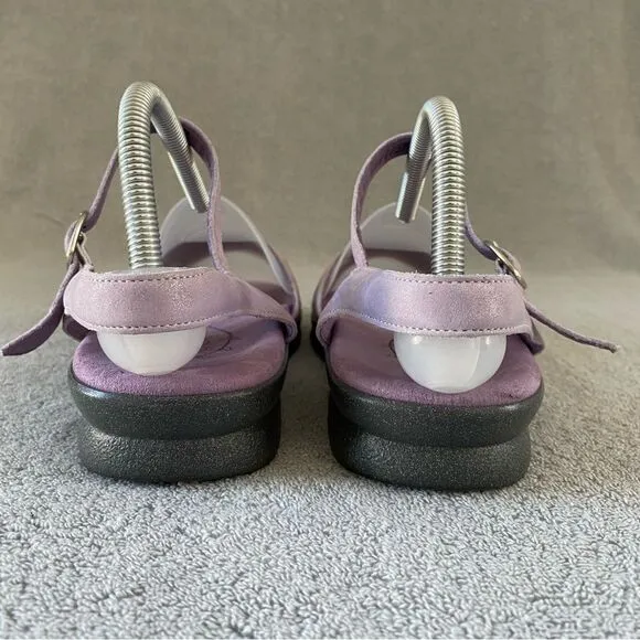 SAS Womens 9 Duo Quarter Strap Leather Sandal Shoes Purple Glitter Sparkle
