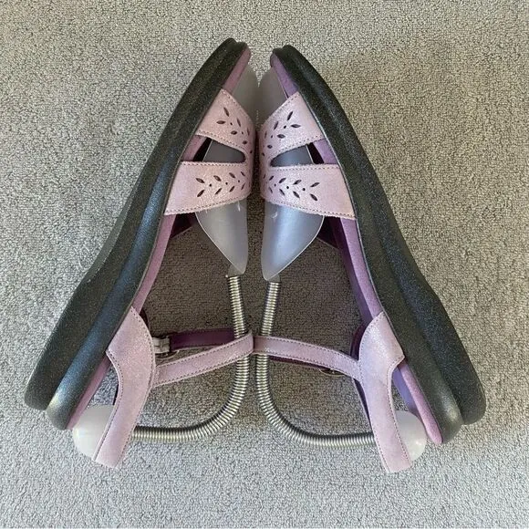 SAS Womens 9 Duo Quarter Strap Leather Sandal Shoes Purple Glitter Sparkle