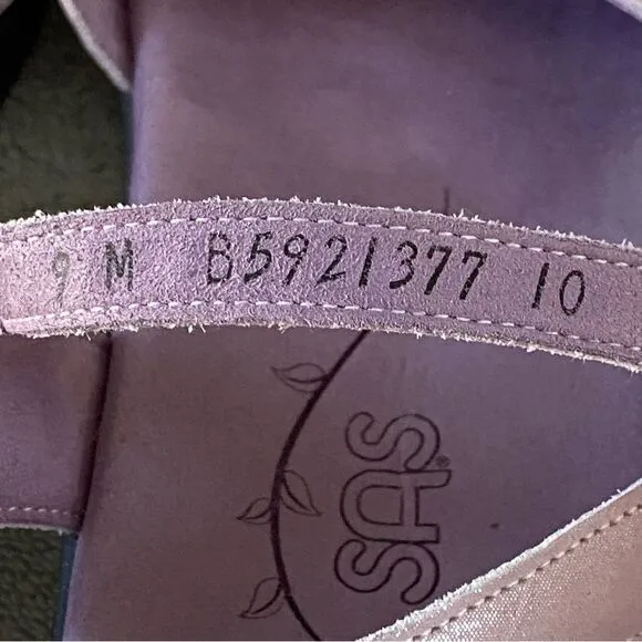 SAS Womens 9 Duo Quarter Strap Leather Sandal Shoes Purple Glitter Sparkle