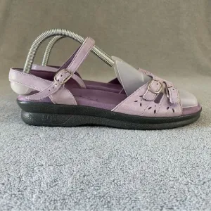 SAS Womens 9 Duo Quarter Strap Leather Sandal Shoes Purple Glitter Sparkle