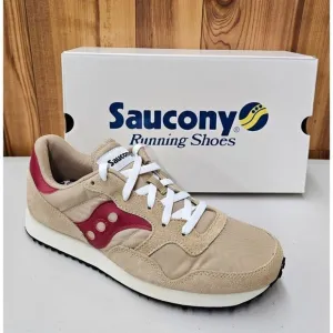 Saucony DXN Trainer Vintage Tan/Red Men's Running Shoes Size 8.5
