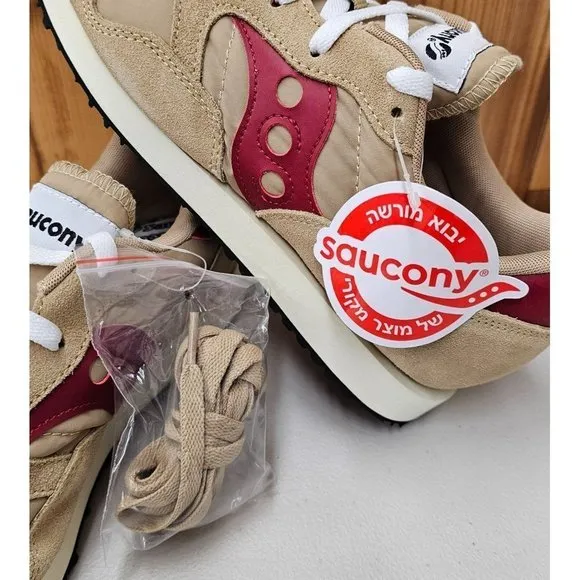 Saucony DXN Trainer Vintage Tan/Red Men's Running Shoes Size 8.5