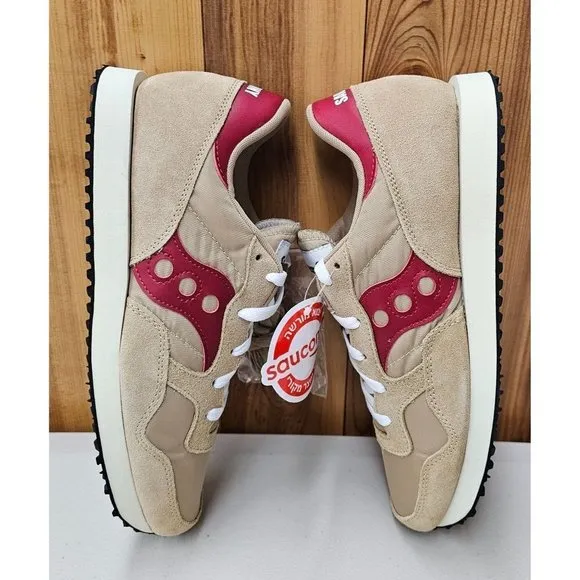 Saucony DXN Trainer Vintage Tan/Red Men's Running Shoes Size 8.5