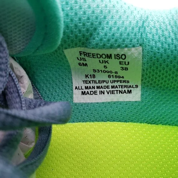 Saucony Freedom ISO Girls Size 6Y Womens Sz 7 Gray Green Running Sneaker Shoes