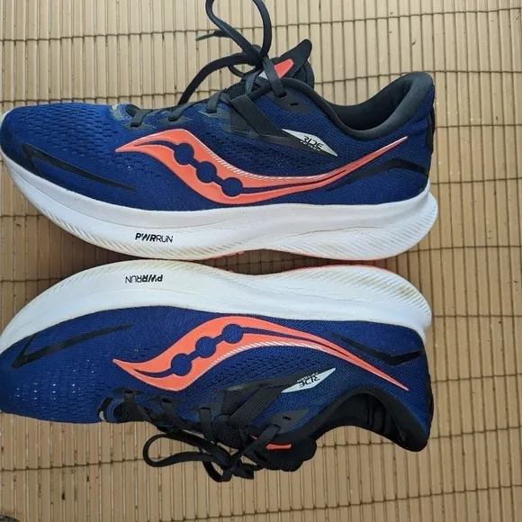 Saucony Mens Ride 15 S20729-16 Blue Running Shoes Sneakers Size 10.5