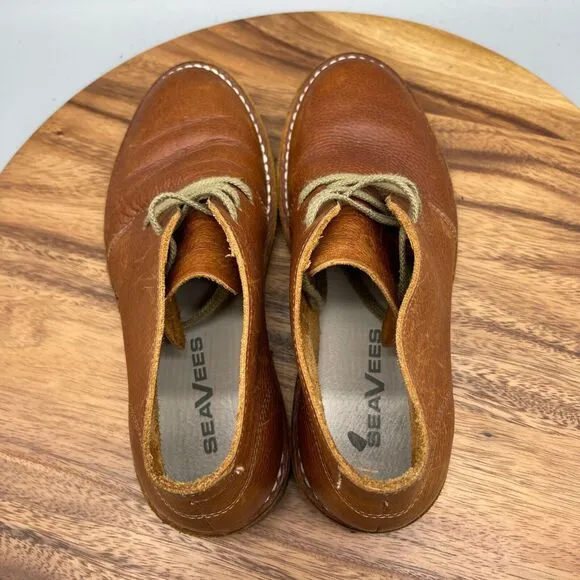 SeaVees 3 Eye Chukka Boots Mens 8 Brown Brass Leather Ankle Comfort Distressed