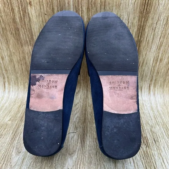 Shipton &amp; Heneage Penny‎ Loafers Women's Size 8 EU 39 Blue Suede Slip On Shoes
