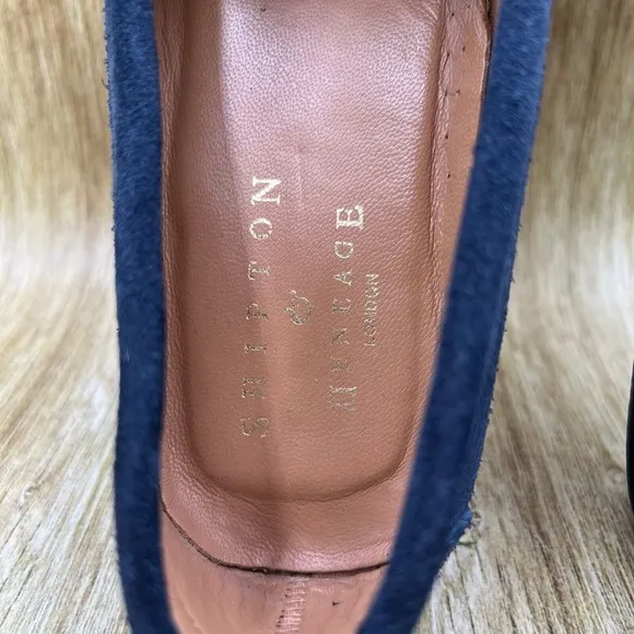 Shipton &amp; Heneage Penny‎ Loafers Women's Size 8 EU 39 Blue Suede Slip On Shoes