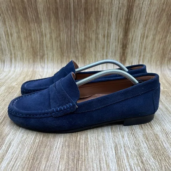 Shipton &amp; Heneage Penny‎ Loafers Women's Size 8 EU 39 Blue Suede Slip On Shoes