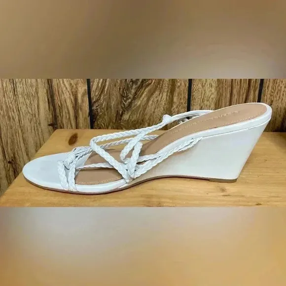 SIGERSON MORRISON White Braided Leather Strappy Wedge Sandal Sz 39 Shoes Maddie