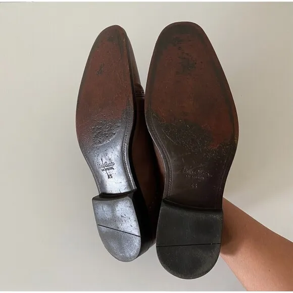 Sir Edward Men's Sz 10.5 Brown Leather Monk Strap Shoes Made in Italy