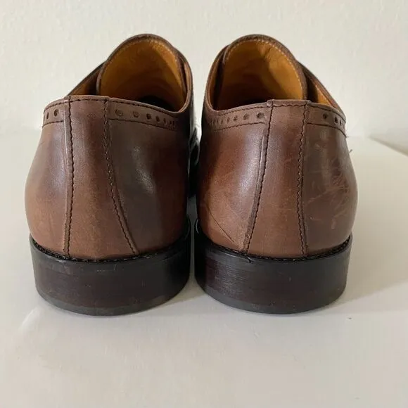 Sir Edward Men's Sz 10.5 Brown Leather Monk Strap Shoes Made in Italy