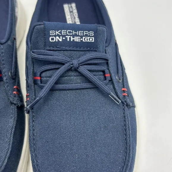 Skechers Boat Shoes On The Go Slip On Navy Goga Mat Air Cooled