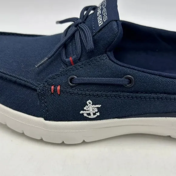 Skechers Boat Shoes On The Go Slip On Navy Goga Mat Air Cooled