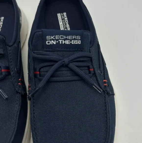 Skechers Boat Shoes On The Go Slip On Navy Goga Mat Air Cooled