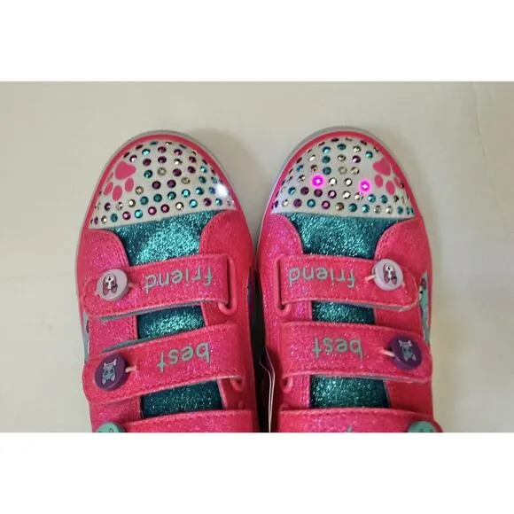 Skechers Twinkle Toes Sparkle Dog Cat Paw Party Light Up Sneakers Shoes Size 3