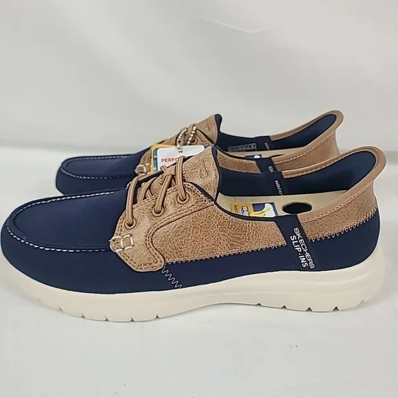 SKECHERS Women's On-The-Go Flex - Palmilla Hands Free Slip-Ins Navy Shoes Sz 8.5