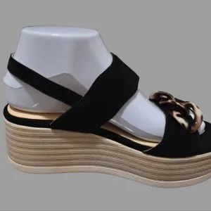 Softwaves Leather Sandal Black Sz 38 NWOT