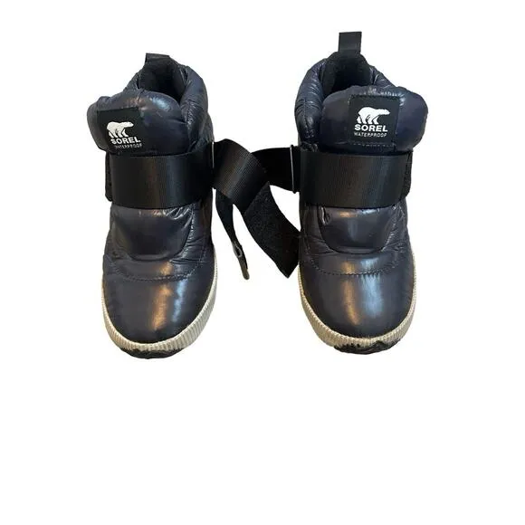 Sorel Boots 7 Navy Blue Out n About Puffer Waterproof Winter Chunky Futuristic