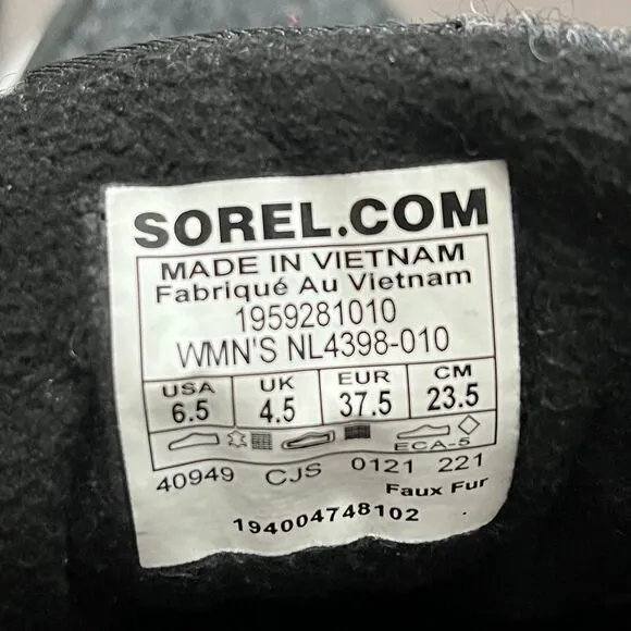 Sorel Boots Kinetic Impact Rnegd Caribou Waterproof Women's‎ 6.5 NWT Black