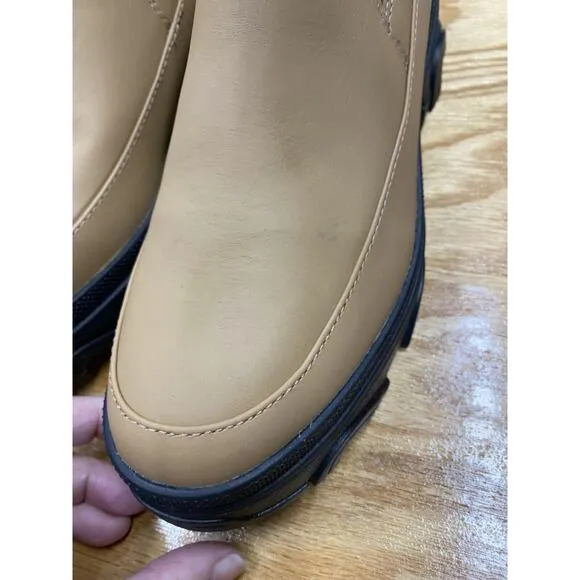 Sorel Brex Chelsea Boots Women 9 Beige Leather Pull On Waterproof LL6060-253 S49