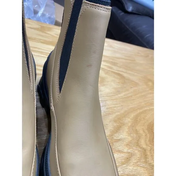 Sorel Brex Chelsea Boots Women 9 Beige Leather Pull On Waterproof LL6060-253 S49