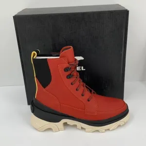 Sorel Brex lace-up boots warp red leather waterproof chunky platform shoe new 8