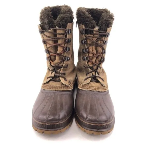 Sorel Brown Leather Waterproof Winter Snow Boots 8