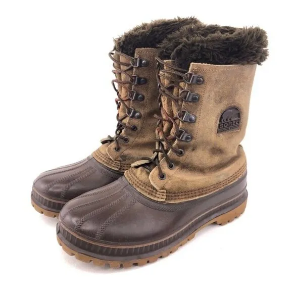 Sorel Brown Leather Waterproof Winter Snow Boots 8