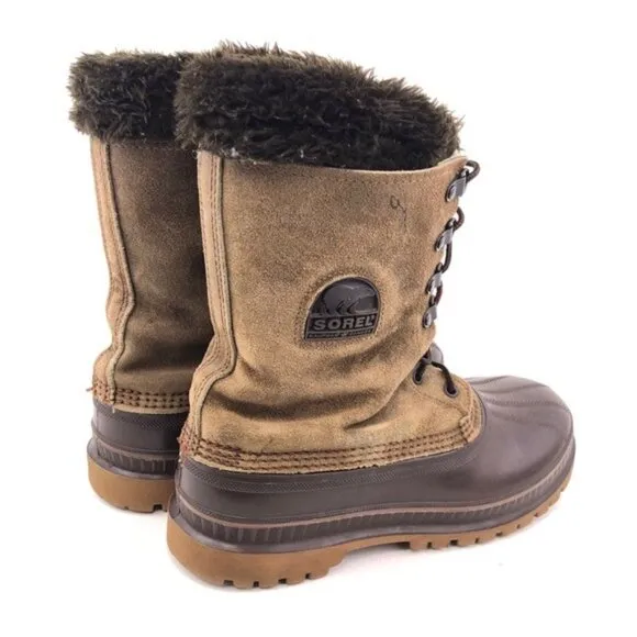 Sorel Brown Leather Waterproof Winter Snow Boots 8