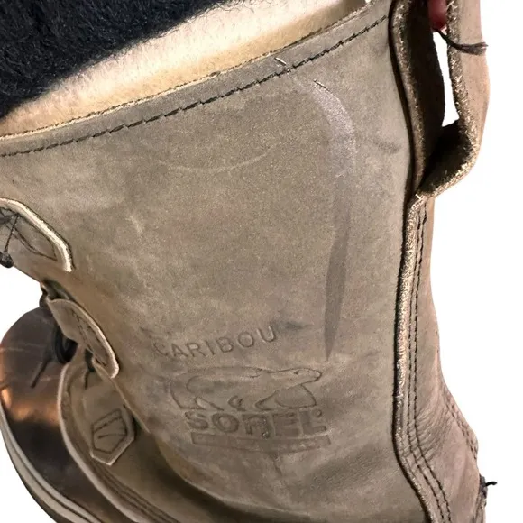 Sorel Caribou Men's Waterproof Boots Gray Leather/Wool Lining Winter Workwear 11