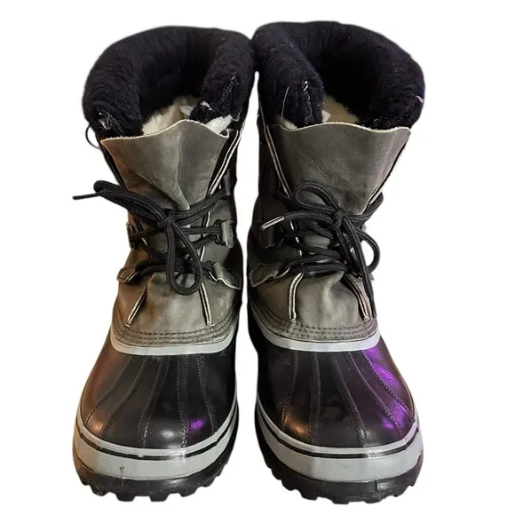 Sorel Caribou Men's Waterproof Boots Gray Leather/Wool Lining Winter Workwear 11