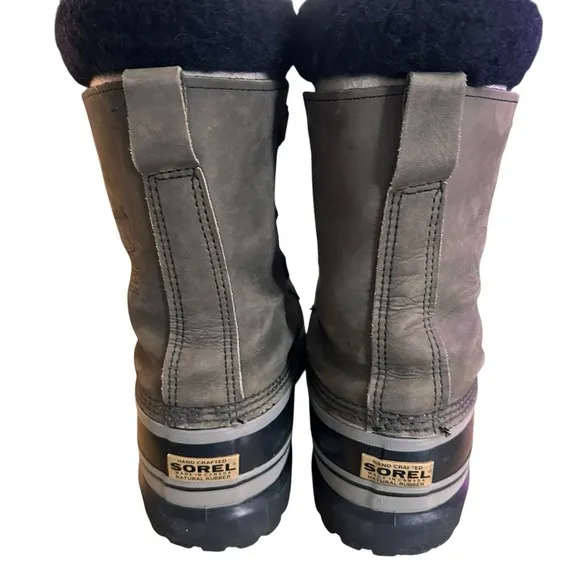 Sorel Caribou Men's Waterproof Boots Gray Leather/Wool Lining Winter Workwear 11
