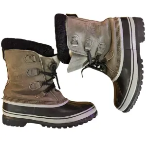Sorel Caribou Men's Waterproof Boots Gray Leather/Wool Lining Winter Workwear 11