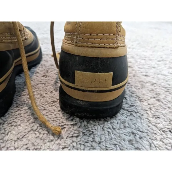 SOREL Caribou Snow Boots Mens 7 Waterproof Winter Shoes Lace Up Beige‎