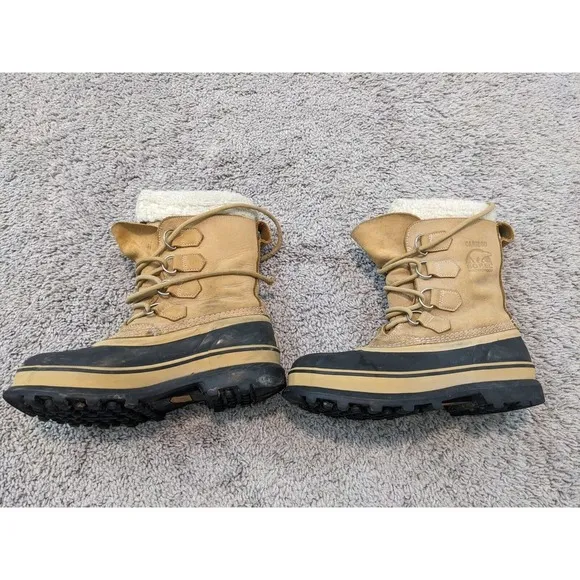 SOREL Caribou Snow Boots Mens 7 Waterproof Winter Shoes Lace Up Beige‎