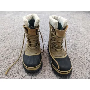 SOREL Caribou Snow Boots Mens 7 Waterproof Winter Shoes Lace Up Beige‎