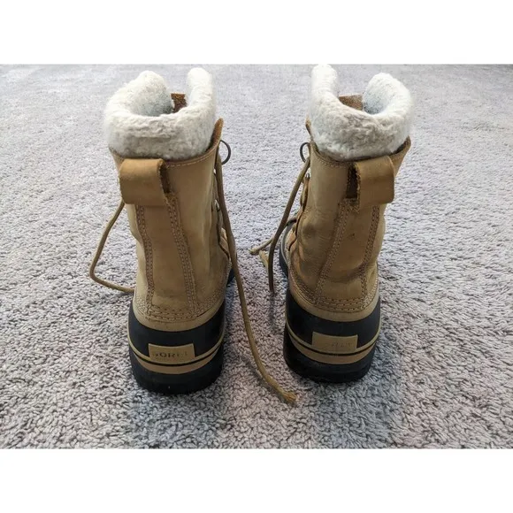 SOREL Caribou Snow Boots Mens 7 Waterproof Winter Shoes Lace Up Beige‎