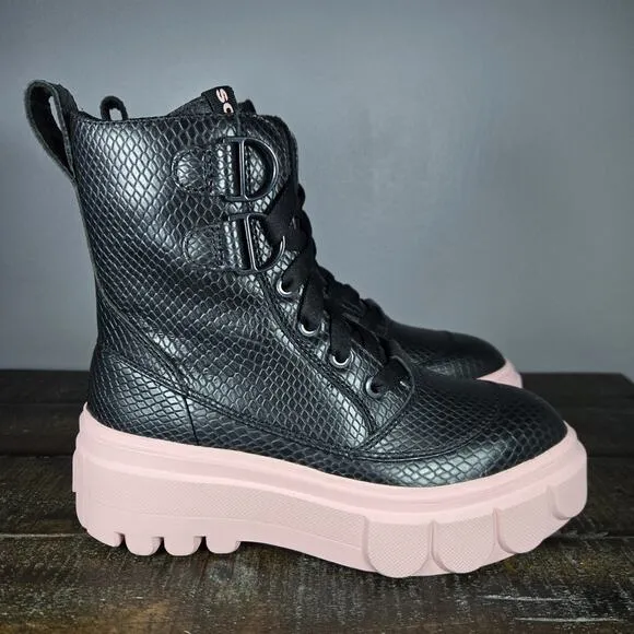 Sorel Caribou X Womens Size 6 Platform Waterproof Leather Boots Black Pink