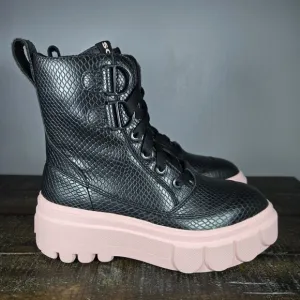 Sorel Caribou X Womens Size 6 Platform Waterproof Leather Boots Black Pink