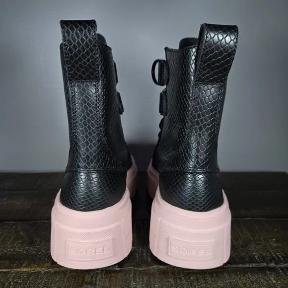 Sorel Caribou X Womens Size 6 Platform Waterproof Leather Boots Black Pink
